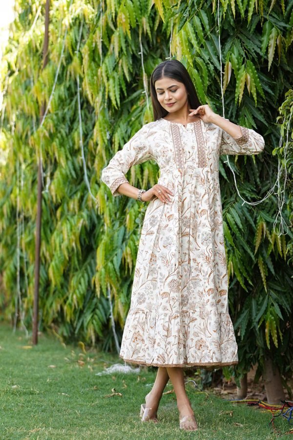 Ethnic Elegance: Cotton Flex Midi Dress with a Cultural Twist - Image 3