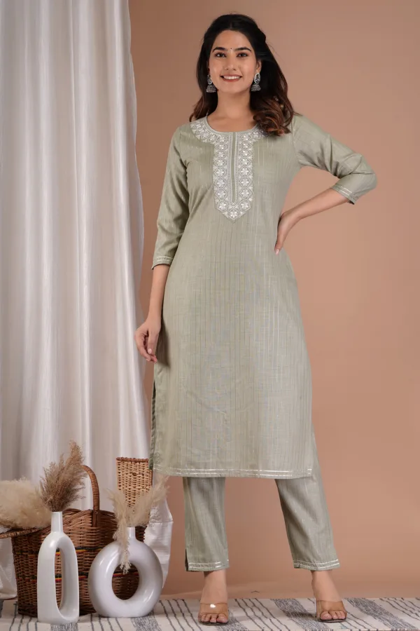 straight Embroidery Kurta Set