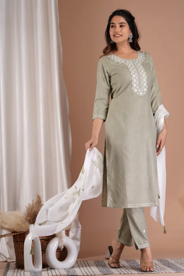 straight Embroidery Kurta Set